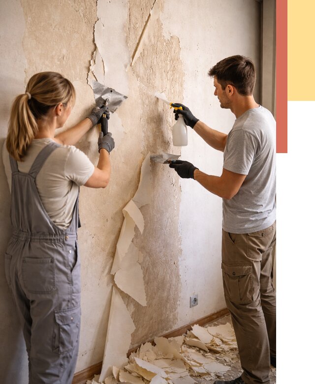 Снятие старых обоев в Мелеузе от 5370 руб. под ключ недорого | ОТДЕЛОЧНИК-Млз