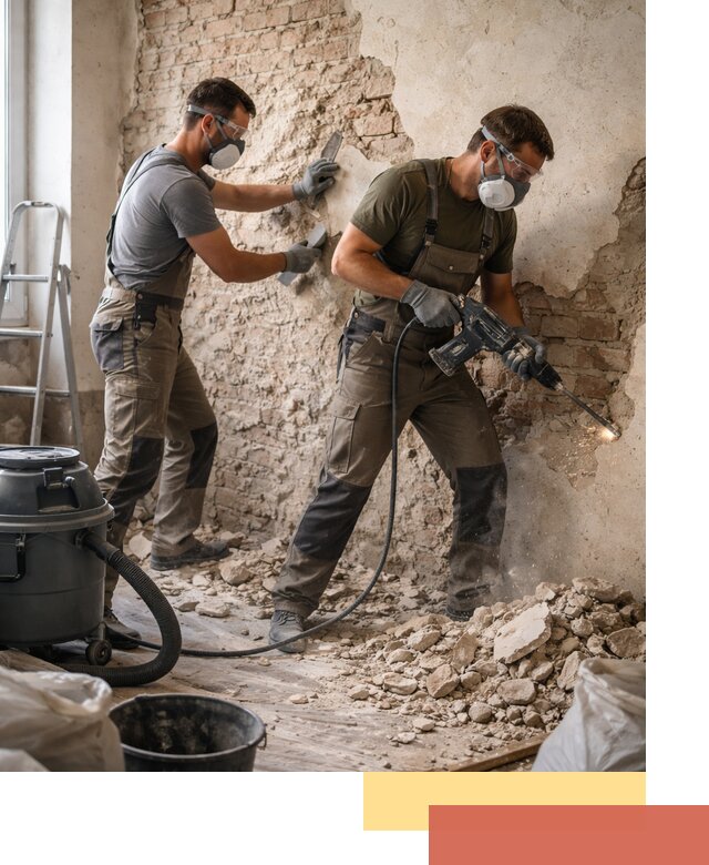 Демонтаж штукатурки со стен в Мелеузе быстро и аккуратно