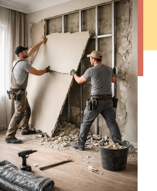 Демонтаж гипсокартона со стен в Мелеузе от 358 руб. — услуги демонтажа | ОТДЕЛОЧНИК-Млз