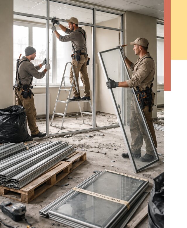 Демонтаж алюминиевых перегородок в Мелеузе от 4296 руб. — быстро и недорого | ОТДЕЛОЧНИК-Млз