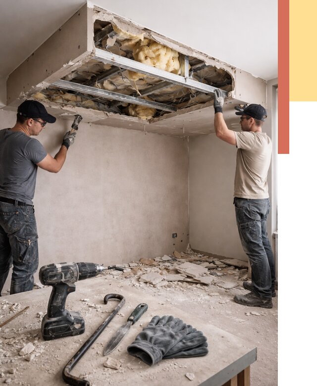 Демонтаж короба из гипсокартона в Мелеузе от 1555 руб. — быстро и недорого | ОТДЕЛОЧНИК-Млз