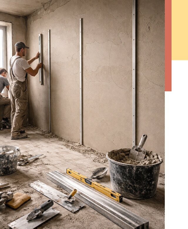 Штукатурка стен по маякам в Мелеузе от 5626 руб./м² — выравнивание под ключ | ОТДЕЛОЧНИК-Млз