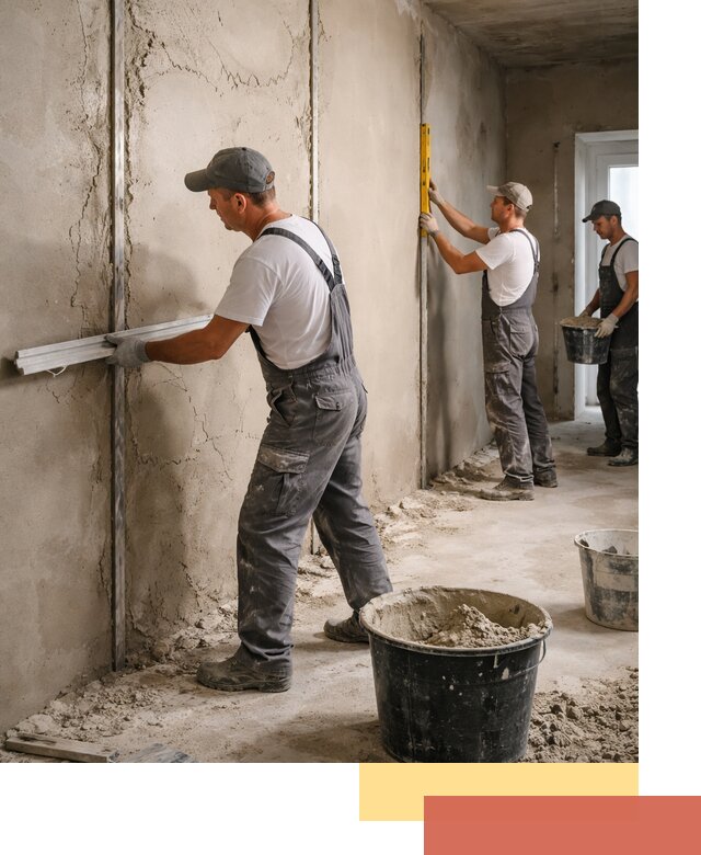 Штукатурка стен по маякам в Мелеузе — точная и ровная поверхность