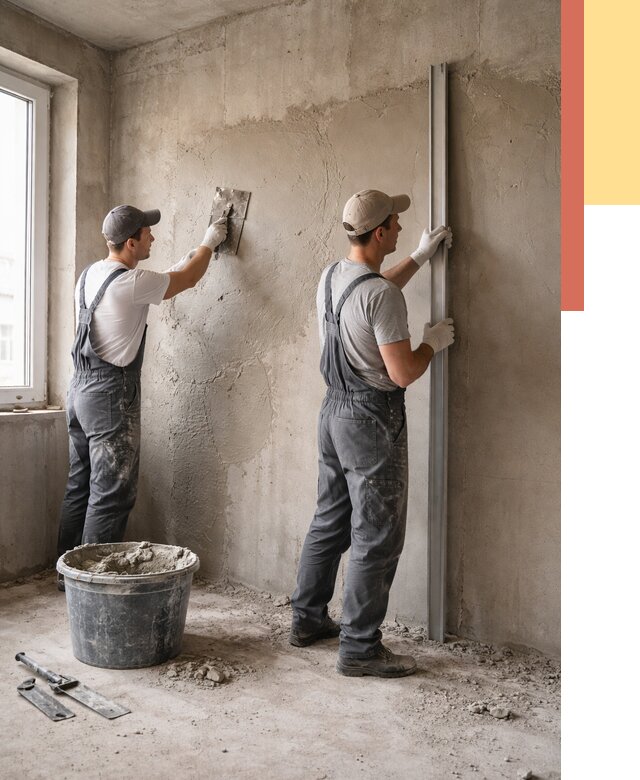 Штукатурка бетонных стен в Мелеузе от 4603 руб/м² — качественно и быстро | ОТДЕЛОЧНИК-Млз