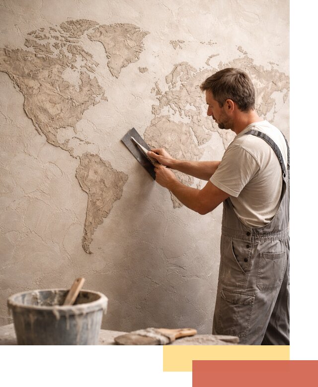 Декоративная штукатурка «Карта мира» под ключ в Мелеузе