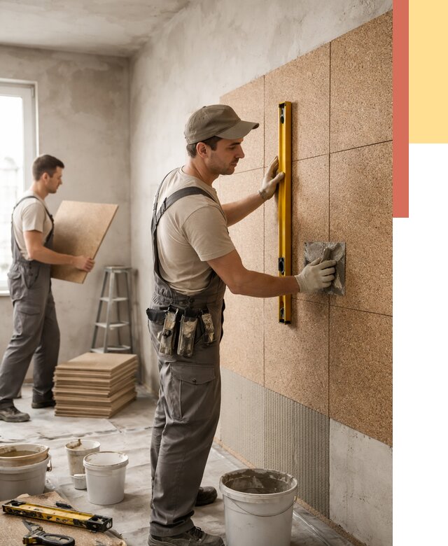 Монтаж пробковых панелей на стены в Мелеузе от 3580 руб. — ОТДЕЛОЧНИК-Млз