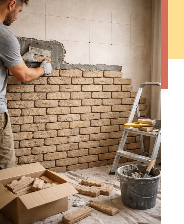 Монтаж декоративного кирпича в Мелеузе от 3273 руб./м² — быстро и недорого | ОТДЕЛОЧНИК-Млз