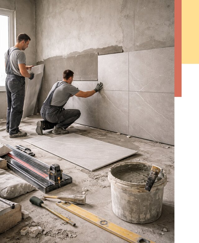 Облицовка стен керамогранитом в Мелеузе от 4296 руб./м² — услуги под ключ | ОТДЕЛОЧНИК-Млз