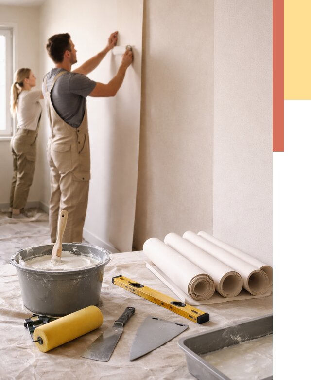 Поклейка бумажных обоев в Мелеузе от 5626 руб./м2 — быстро и недорого | ОТДЕЛОЧНИК-Млз