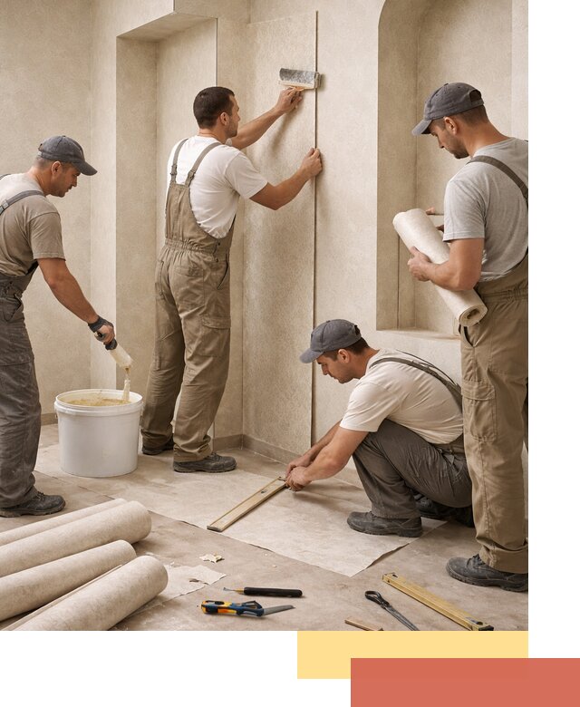 Поклейка обоев на сложные стены и неровные поверхности в Мелеузе