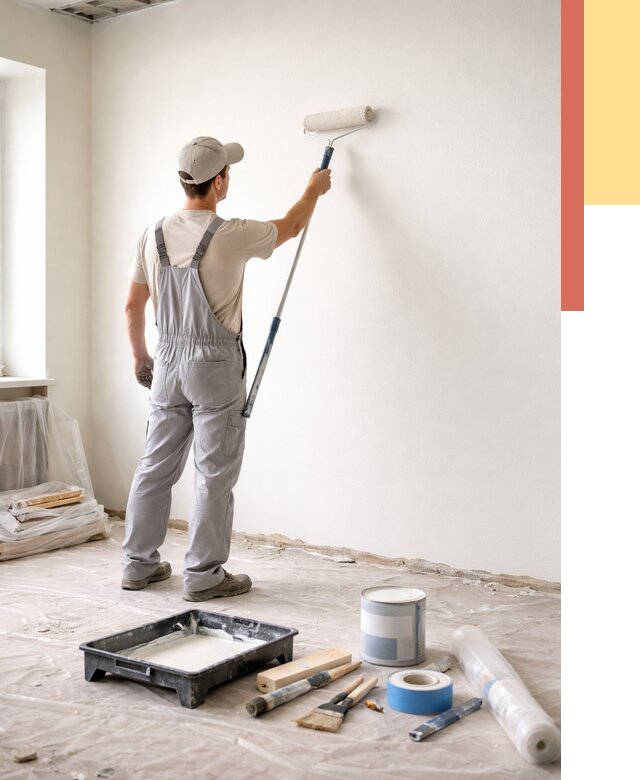 Покраска стен водоэмульсионной краской в Мелеузе от 460 руб. за м² | ОТДЕЛОЧНИК-Млз