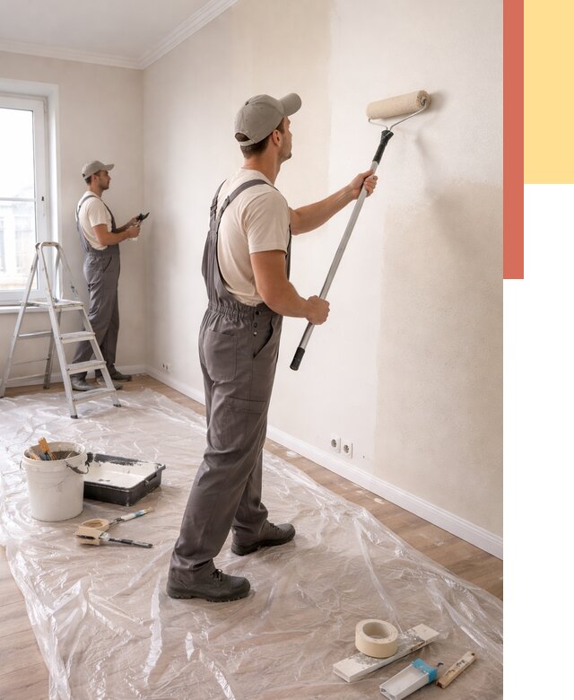 Покраска стен акриловой краской в Мелеузе от 3580 руб./м² — быстро и недорого | ОТДЕЛОЧНИК-Млз