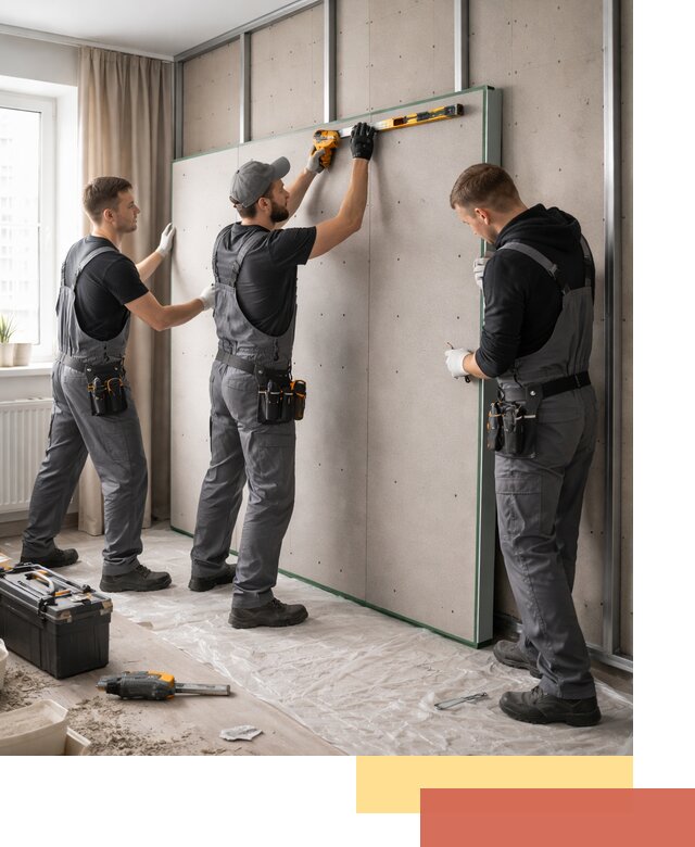 Шумоизоляция стен панелями ЗИПС в Мелеузе для жилых и коммерческих помещений