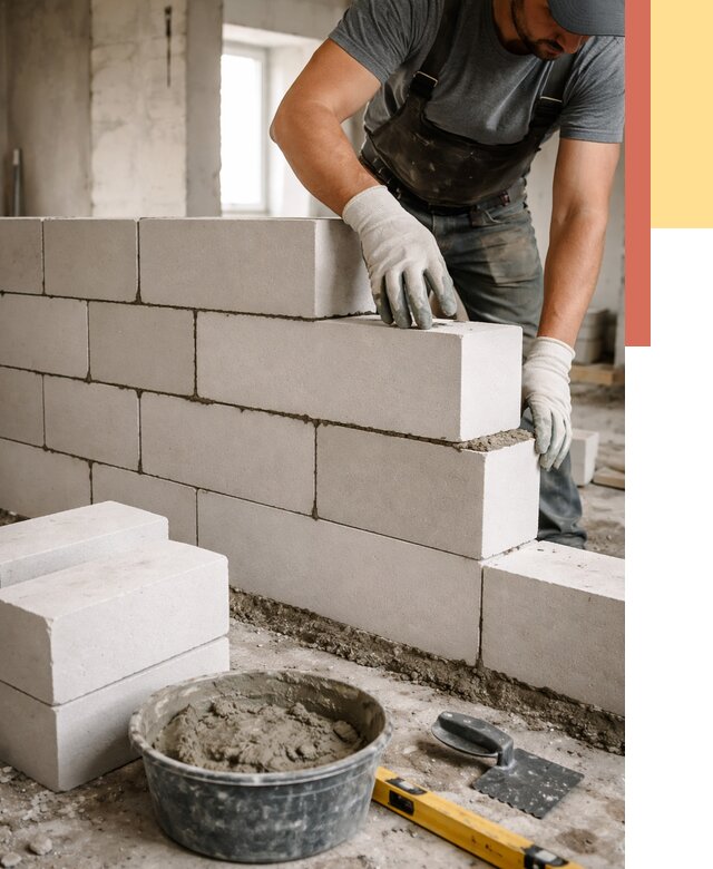 Кладка перегородок из силикатного блока в Мелеузе от 4092 руб. под ключ | ОТДЕЛОЧНИК-Млз