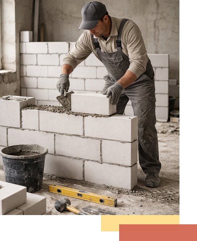 Кладка перегородок из силикатного блока в Мелеузе