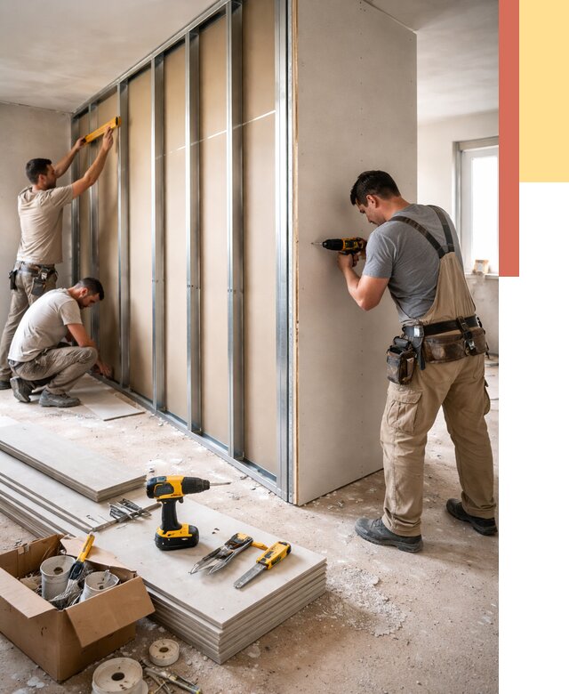 Монтаж однослойной перегородки из гипсокартона в Мелеузе от 665 руб. | ОТДЕЛОЧНИК-Млз