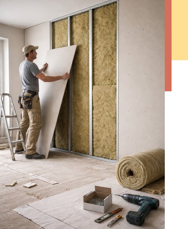 Перегородка из гипсокартона с шумоизоляцией в Мелеузе от 3191 руб. | ОТДЕЛОЧНИК-Млз