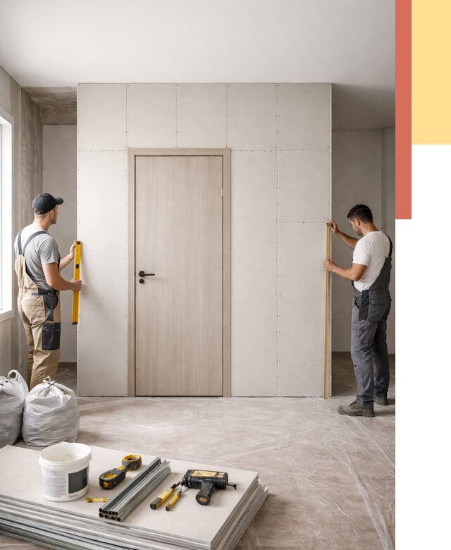 Перегородка из гипсокартона с дверью в Мелеузе от 4603 руб. под ключ | ОТДЕЛОЧНИК-Млз