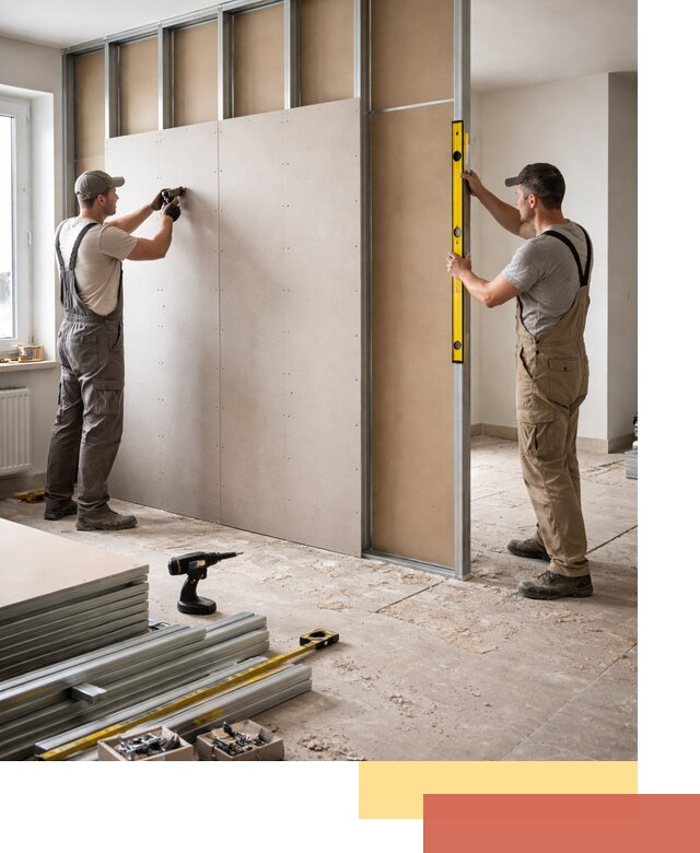 Зонирующая перегородка из гипсокартона под ключ в Мелеузе