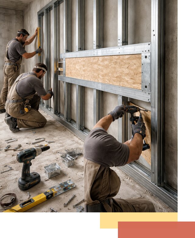 Усиленная перегородка для крепления тяжёлых конструкций в Мелеузе