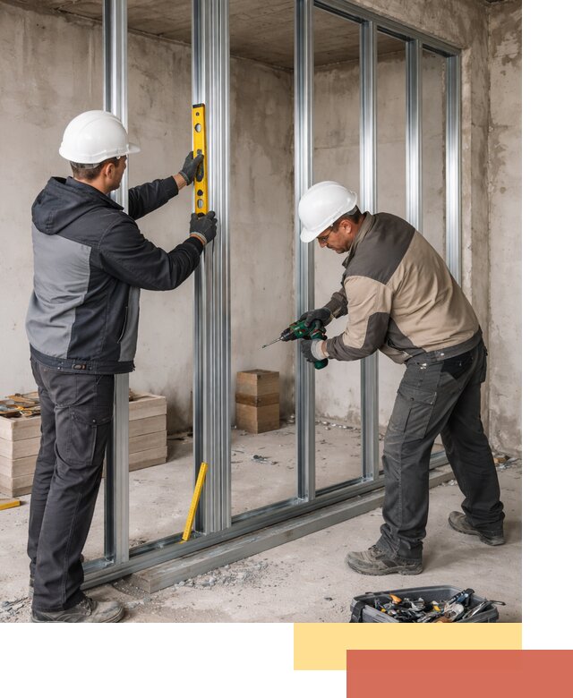 Монтаж каркаса перегородки из профиля в Мелеузе