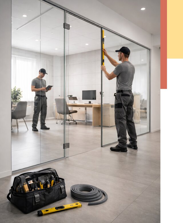 Цельностеклянные перегородки под ключ в Мелеузе от 9718 руб. — монтаж и цены | ОТДЕЛОЧНИК-Млз