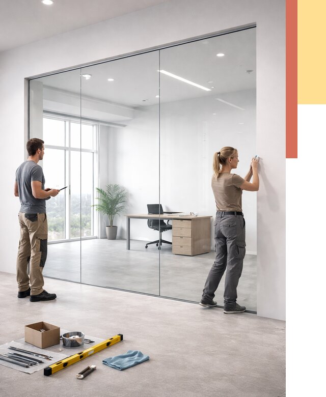 Перегородки из закаленного стекла в Мелеузе от 9718 руб. под ключ | ОТДЕЛОЧНИК-Млз