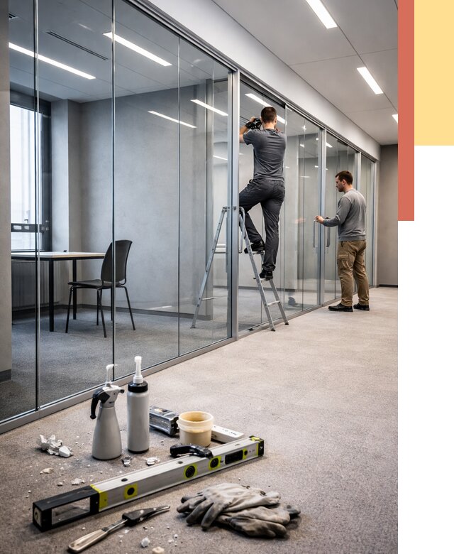 Стеклянные офисные перегородки в Мелеузе от 8695 руб. — монтаж и установка | ОТДЕЛОЧНИК-Млз