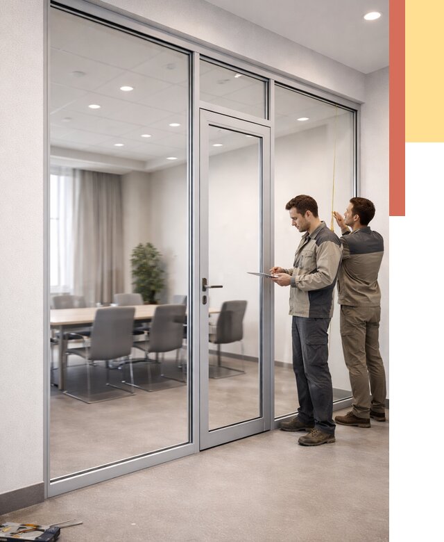 Установка и монтаж алюминиевых перегородок со стеклом в Мелеузе от 8388 руб. | ОТДЕЛОЧНИК-Млз