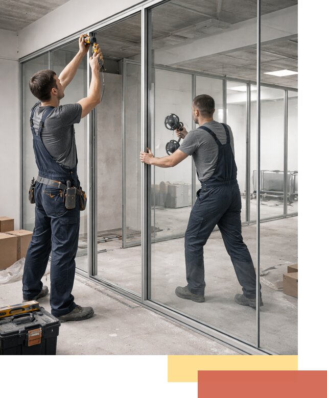 Алюминиевые перегородки со стеклом в Мелеузе — изготовление и монтаж