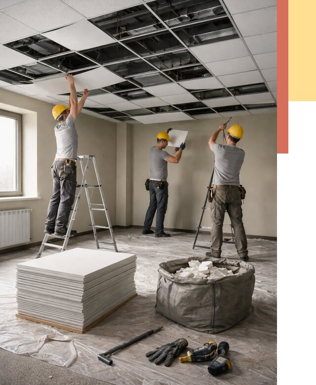 Демонтаж потолка Армстронг в Мелеузе от 4603 руб. быстро и недорого | ОТДЕЛОЧНИК-Млз