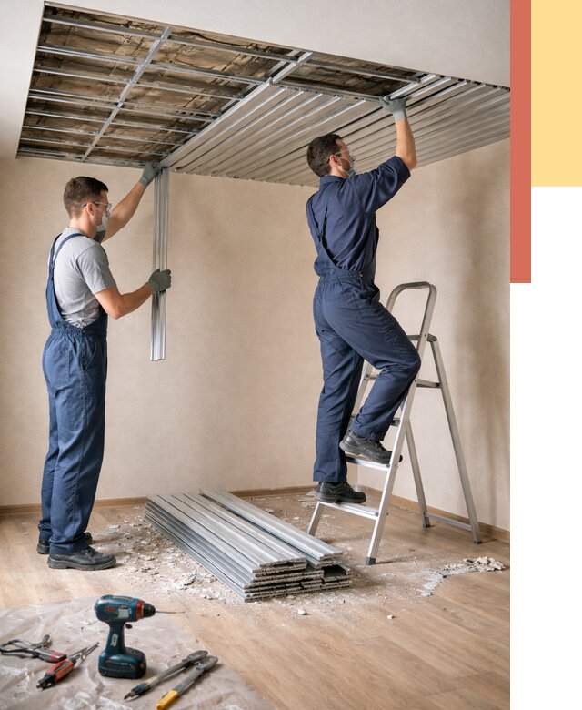 Демонтаж реечного потолка в Мелеузе от 4603 руб. быстро и недорого | ОТДЕЛОЧНИК-Млз