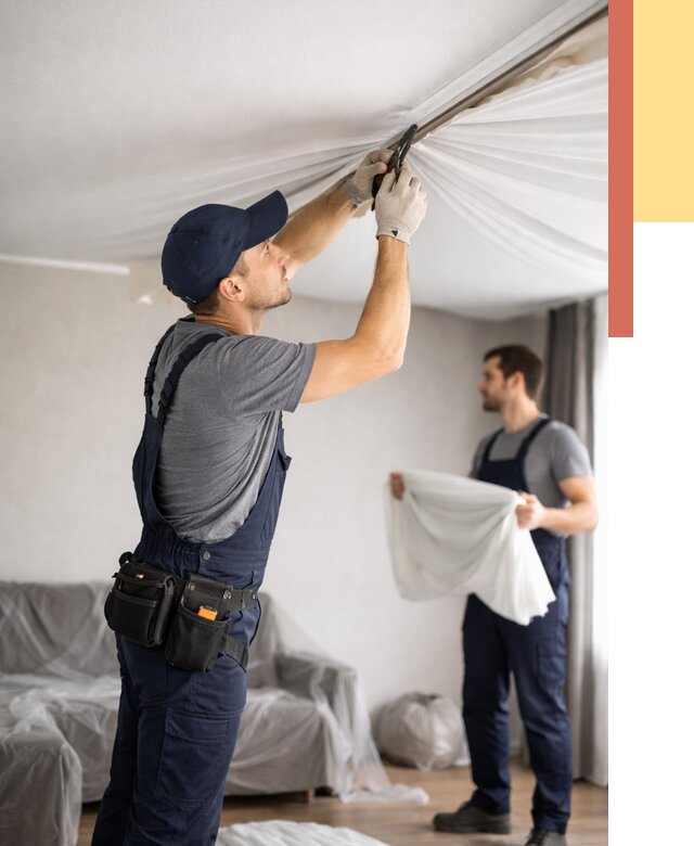 Демонтаж натяжного потолка в Мелеузе от 4603 руб. — снятие и разбор под ключ | ОТДЕЛОЧНИК-Млз