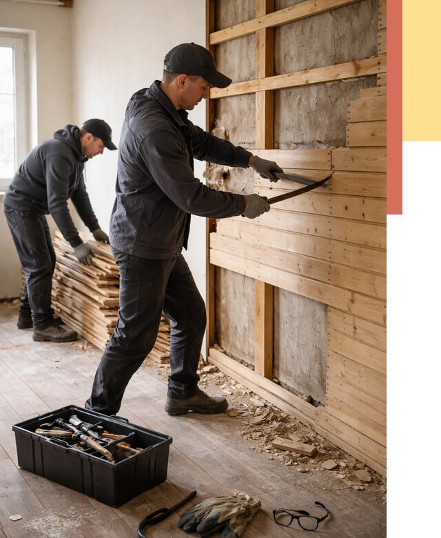 Демонтаж вагонки в Мелеузе от 3887 руб/м2 — быстро и недорого | ОТДЕЛОЧНИК-Млз