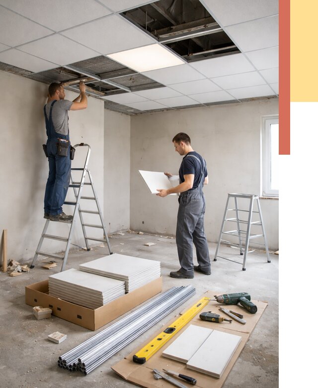 Монтаж потолка армстронг в Мелеузе от 4603 руб/м2 — быстрая установка под ключ | ОТДЕЛОЧНИК-Млз