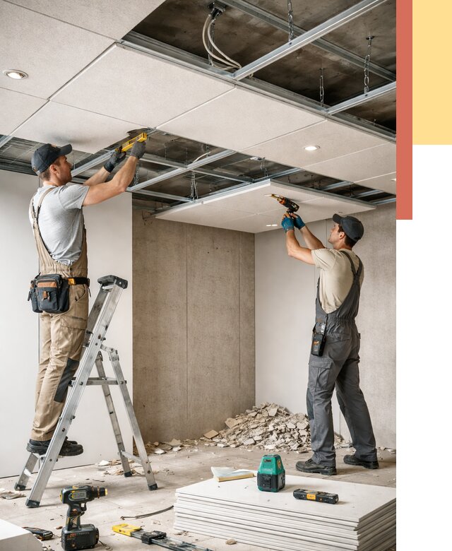 Монтаж акустического потолка в Мелеузе от 6649 руб/м2 — быстро и недорого | ОТДЕЛОЧНИК-Млз