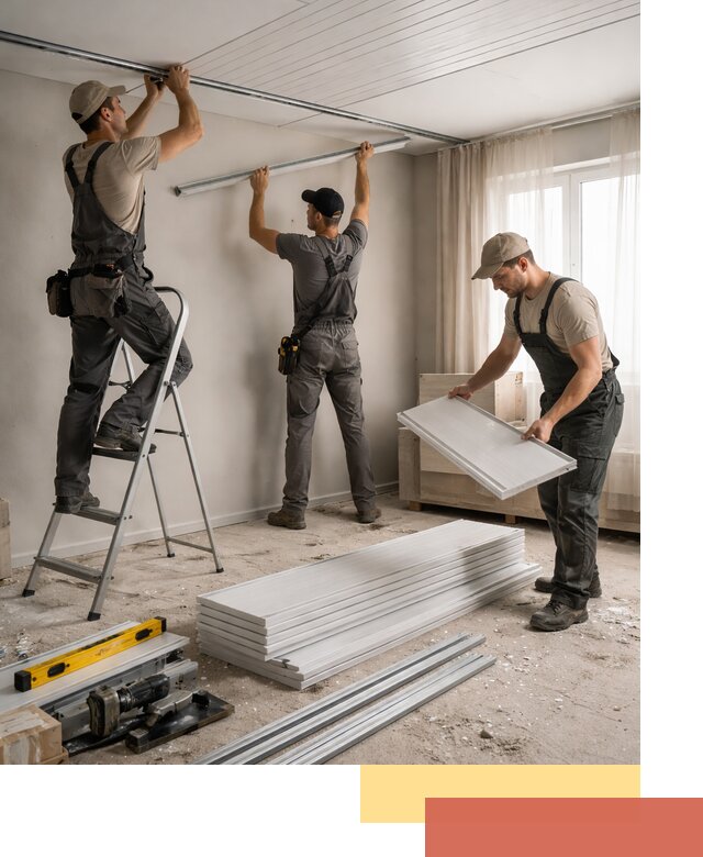 Монтаж потолка из ПВХ панелей в Мелеузе оперативно и качественно