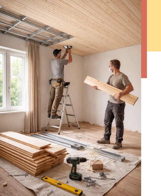 Монтаж потолка из вагонки в Мелеузе от 6649 руб. | Быстро и недорого — ОТДЕЛОЧНИК-Млз