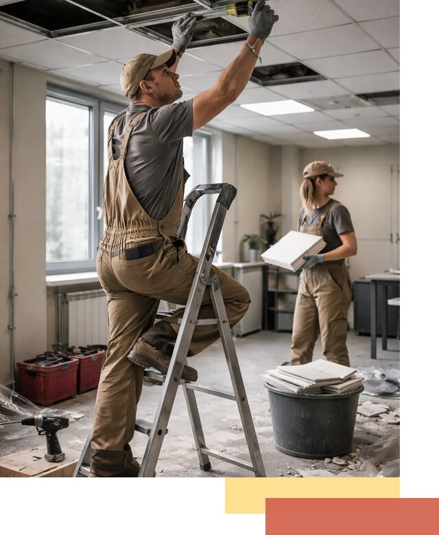 Ремонт потолка Армстронг и замена плит в Мелеузе