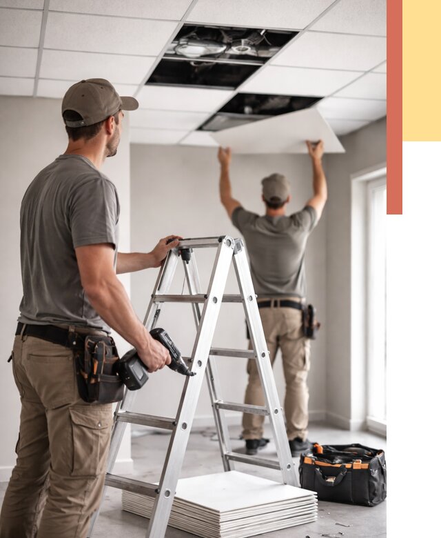 Обслуживание подвесного потолка в Мелеузе от 3580 руб. — быстро и недорого | ОТДЕЛОЧНИК-Млз