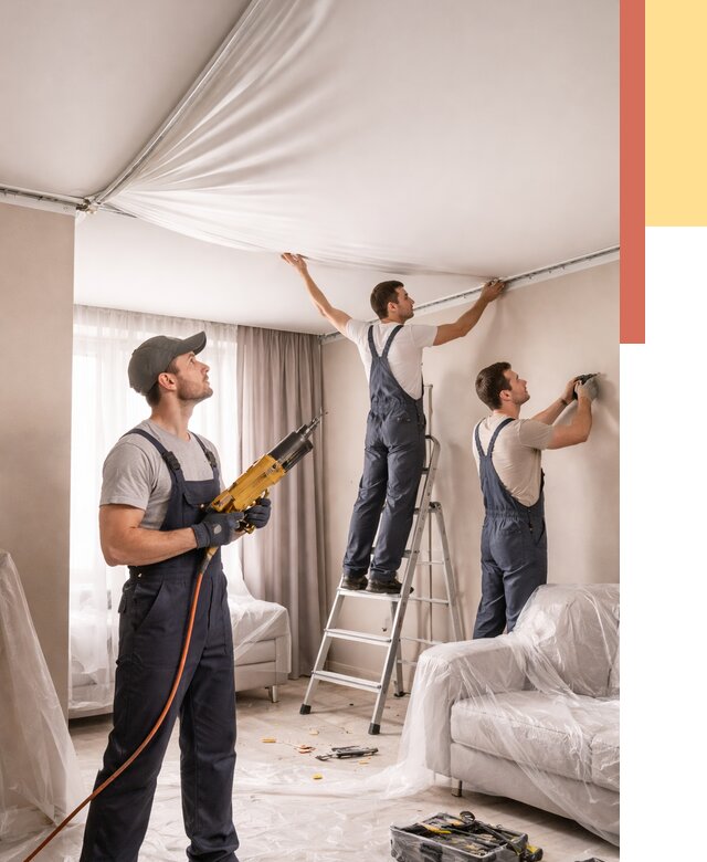 Установка натяжного потолка в Мелеузе от 4603 руб. | Быстро и недорого — ОТДЕЛОЧНИК-Млз