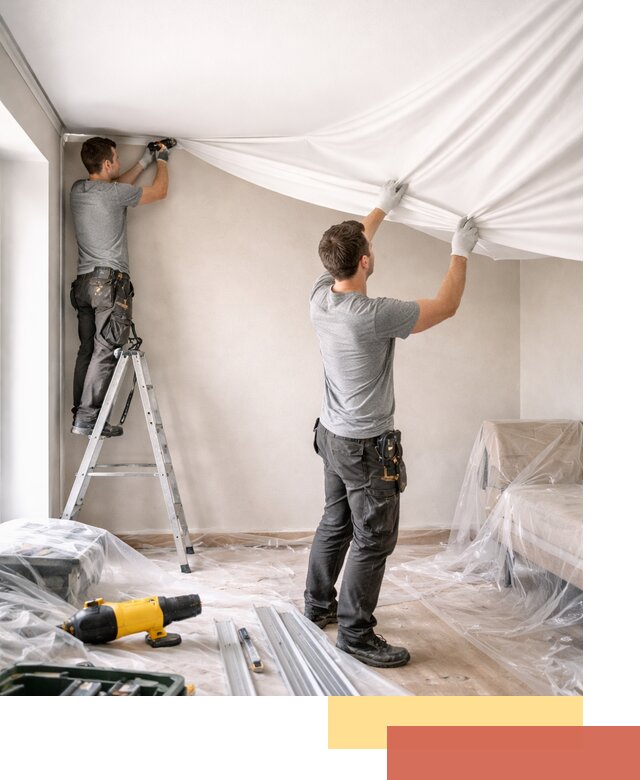 Монтаж тканевого натяжного потолка в Мелеузе недорого и быстро