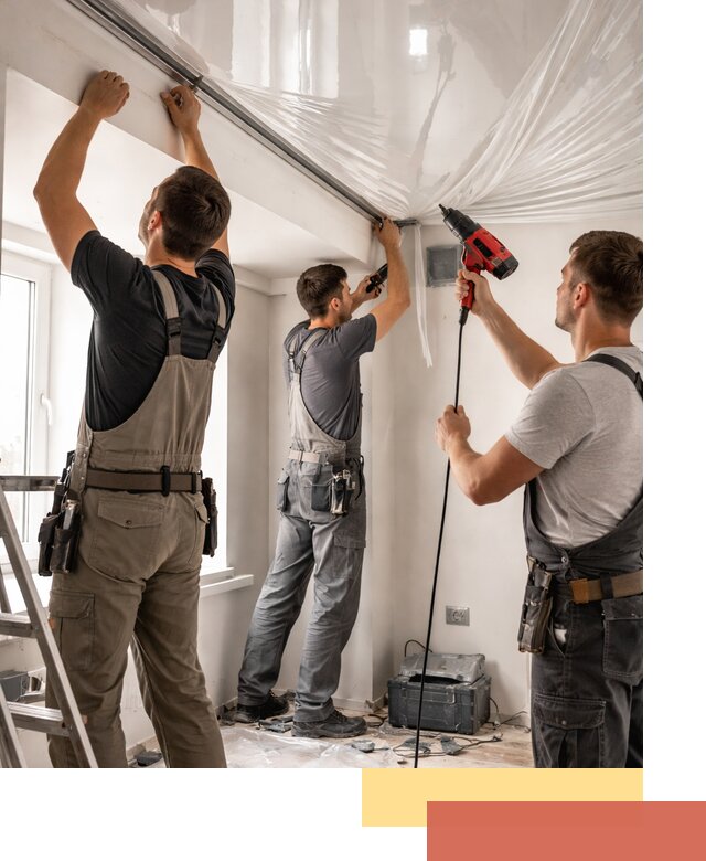 Монтаж глянцевого натяжного потолка в Мелеузе быстро и качественно