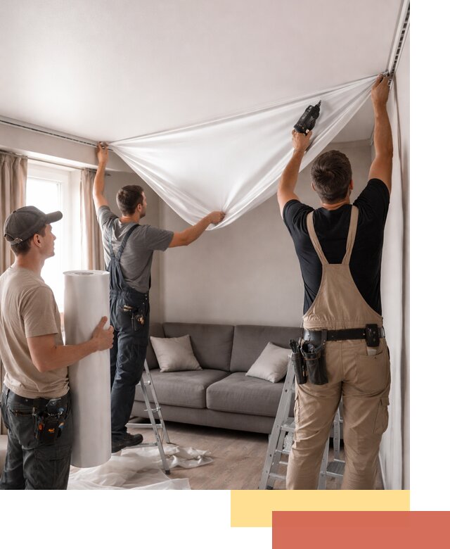 Монтаж сатинового натяжного потолка в Мелеузе качественно и быстро