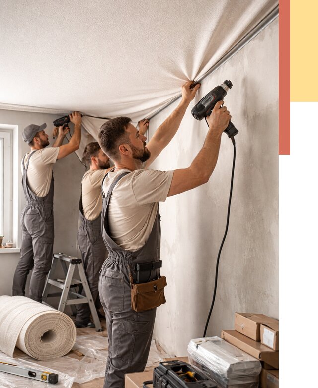 Монтаж фактурного натяжного потолка в Мелеузе от 767 руб. — ОТДЕЛОЧНИК-Млз