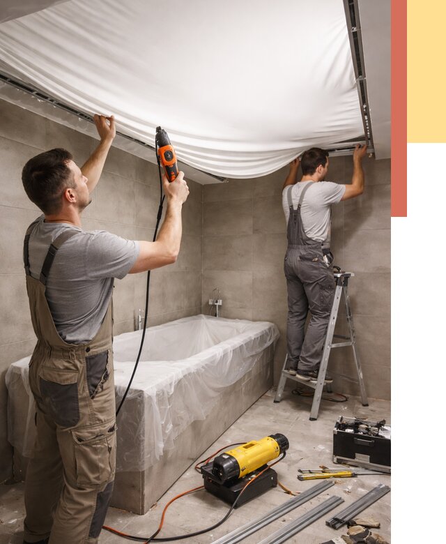 Монтаж натяжного потолка в ванной в Мелеузе от 1227 руб. под ключ | ОТДЕЛОЧНИК-Млз