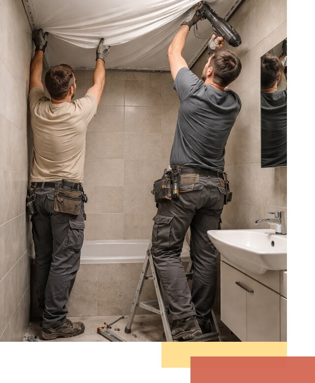 Монтаж натяжного потолка в ванной в Мелеузе быстро и качественно