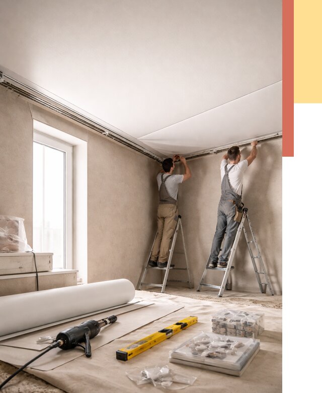 Монтаж натяжного потолка в спальне в Мелеузе от 3887 руб. под ключ | ОТДЕЛОЧНИК-Млз