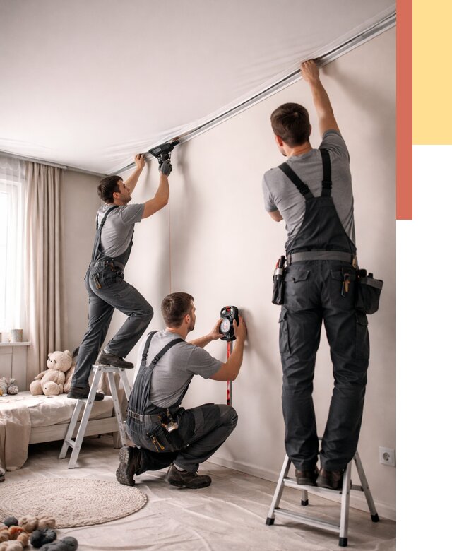 Монтаж натяжного потолка в детской в Мелеузе от 3580 руб. — быстро и недорого | ОТДЕЛОЧНИК-Млз