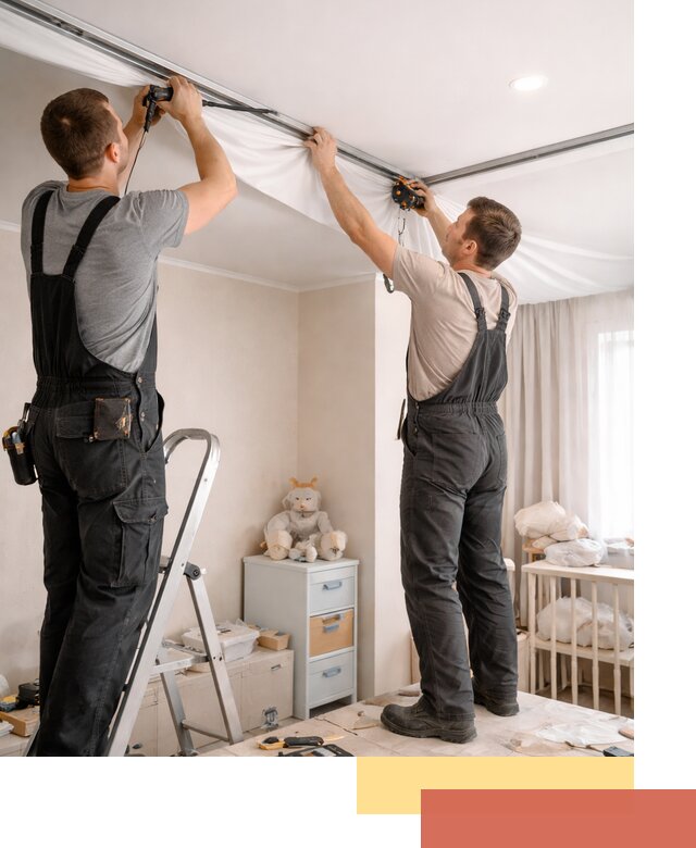 Монтаж натяжного потолка в детской комнате в Мелеузе